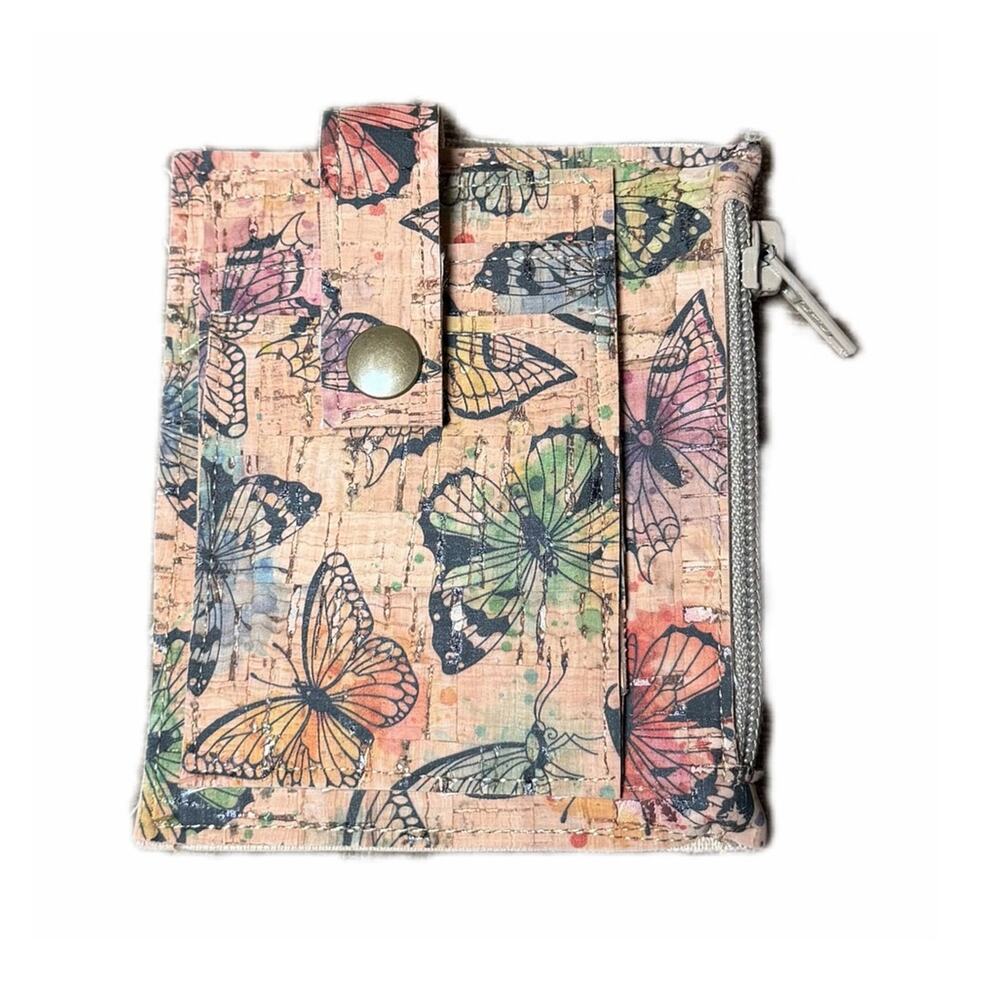 Cork Butterfly wallet card coin holder handmade